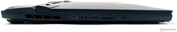 Links: Ladeanschluss, 2x USB 3.2 Gen2 Typ-A, SD Express Kartenleser, kombinierter Audioanschluss