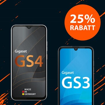 Die aktuellen Smartphone-Modelle GS3 und GS4 werden um 25 Prozent reduziert sein (Bild: Gigaset)