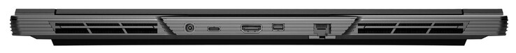 Rückseite: Netzanschluss, USB 3.2 Gen 2 (USB-C), HDMI 2.1, Mini Displayport 1.4a, Gigabit-Ethernet (2,5 GBit/s)
