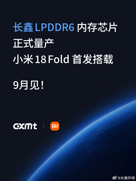 Das Xiaomi 18 Fold wird mit LPDDR6 RAM von CXMT bestückt.