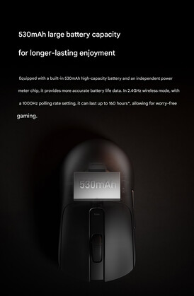 Angegebene Akkulaufzeit der Xiaomi Gaming Mouse 2 (maschinell übersetzt)