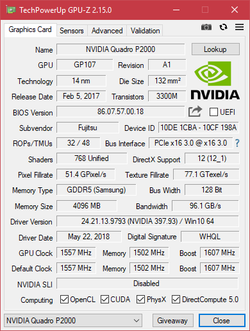 GPU-Z Nvidia Quadro P2000