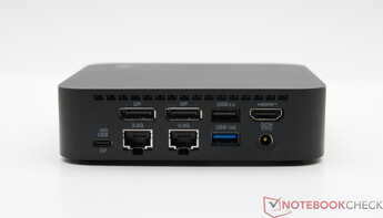 Rückseite: USB TypC 40Gbps with DisplayPort, 2x LAN 2.5G, 2x DisplayPort, USB 2.0, USB TypA 10Gbps HDMI, DC in