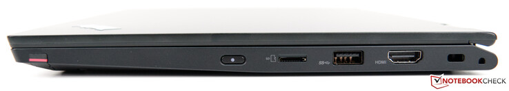 Rechts: ThinkPad Pen Pro, Power-On, microSD-Kartenleser, USB-3.1-Typ-A, HDMI 1.4b, Kensington-Lock