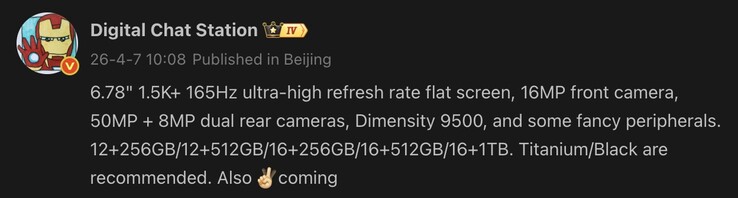 Geleakte Specs des möglichen OnePlus Ace 6 Ultra