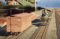 Ein Waggon wird mit einem Stoßbaum geschoben. (Bildquelle: Studio 346)