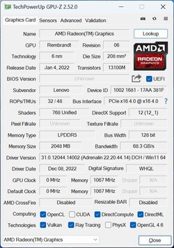 GPU-Z Radeon 680M