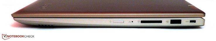 rechts: Power-Taste, Recovery-Taste, SD-Kartenleser, USB Typ-A 3.0, Kensington Lock