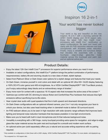 Inspiron 16 7620 2-in-1 Highlights (Quelle: Dell)