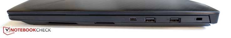rechts: SD-Kartenleser, USB 3.1 Gen1 Typ-C, 2x USB 3.0, Kensington Lock
