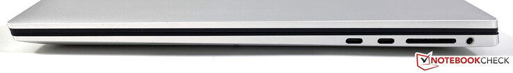 Rechts: 2x Thunderbolt 4 (USB-C 4.0 mit 40 GB/s, Power Delivery, DisplayPort), SDXC-Kartenleser, 3,5-mm-Stereo