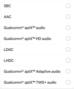 Verfügbare Bluetooth Audiocodecs