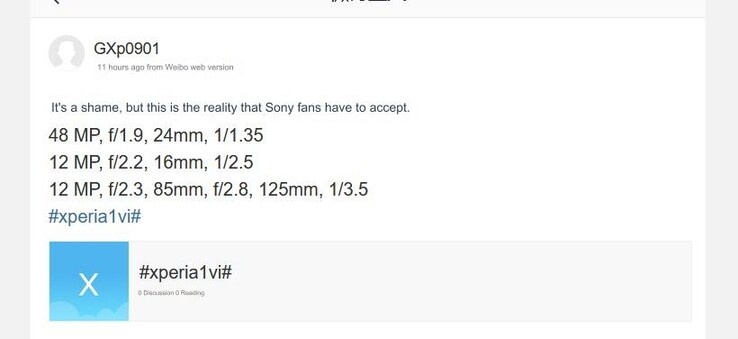 Ein Leaker deutet auf die exakt gleiche Kamera-Hardware im Sony Xperia 1 VI wie beim Vorgänger.