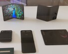 Bilder von TCLs faltbaren Designs, ein Falt-Tablet wie Galaxy Fold und ein Falt-Handy wie Motorola Razr.