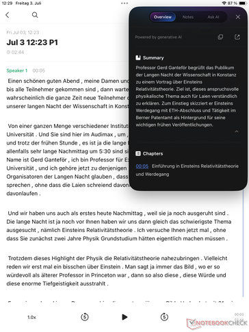 Eine deutsche Vorlesung wurde wortwörtlich mitgeschnitten und passend von der KI bearbeitet.