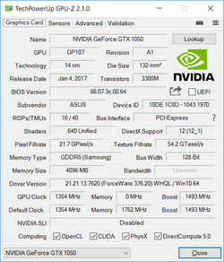 GPU-Z: GeForce GTX 1050