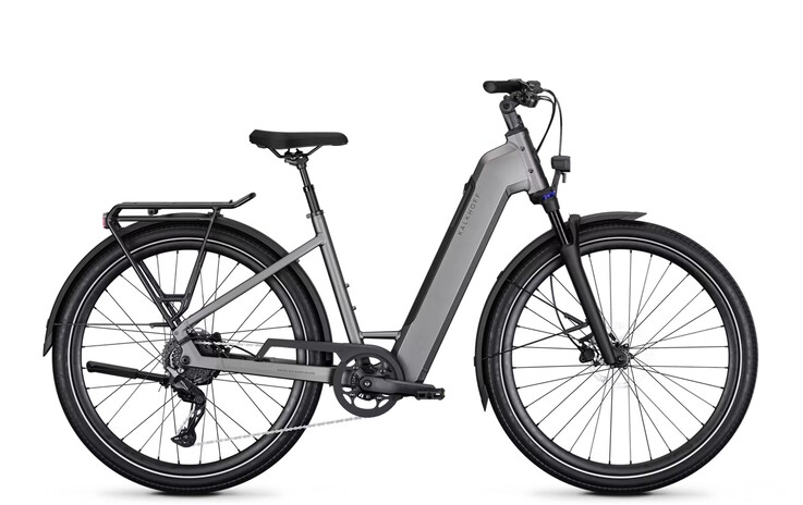 Typisch für ein Alltags-E-Bike: Federgabel, Dämpfer, Schutzbleche und Gepäckträger