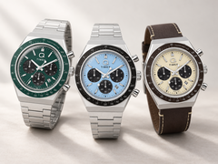Die drei neuen Varianten des Q Timex Chronograph sind in Grün, Eisblau und Khaki erhältlich.
