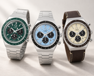 Die drei neuen Varianten des Q Timex Chronograph sind in Grün, Eisblau und Khaki erhältlich.