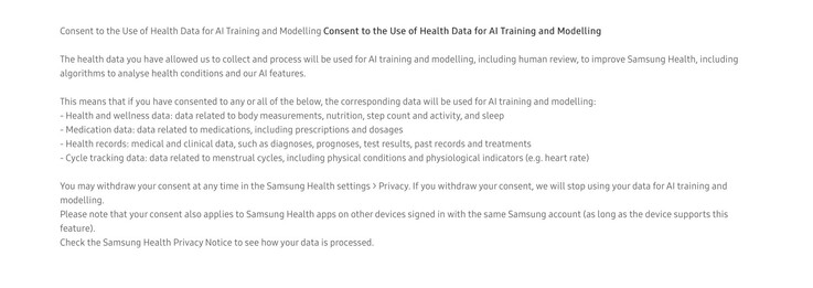 Samsung Health drängt Nutzer dazu, Gesundheits-Daten für AI-Training freizugeben.