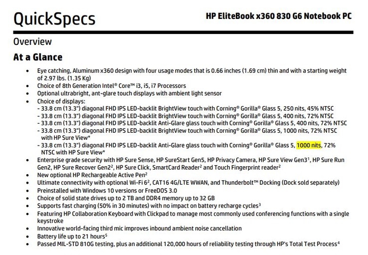 Spezifikationen des HP EliteBook x360 830 G6