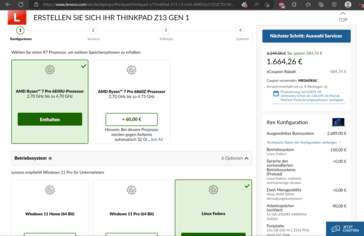 ThinkPad Z13 schon ab 1.664 Euro konfigurierbar