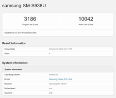 Galaxy S25 Ultra im Geekbench-Test (Bildquelle: Geekbench)