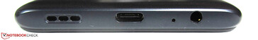 Fußseite: Lautsprecher, USB-C 2.0, Mikrofon, 3,5-mm-Headset-Buchse