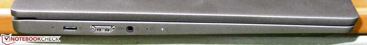 Linke Seite: USB 3.2 Gen 1 (Typ C; Displayport, Power Delivery), HDMI, Audiokombo