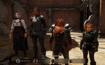 Vier Charaktere in Solasta: Crown of the Magister.