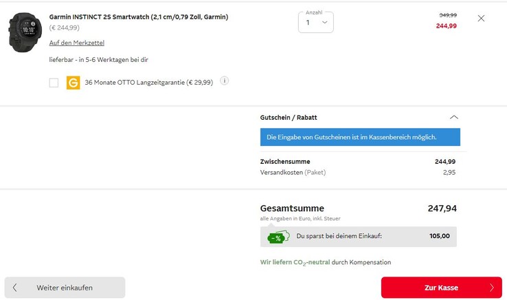 Der günstige Deal-Preis wird erst im Warenkorb angezeigt