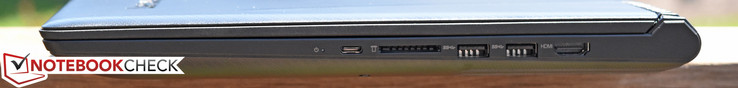 rechts: USB 3.1 Typ-C Gen 1, SD-Kartenleser, USB 3.0 x 2, HDMI