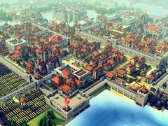 Im Bild: Eine Stadt und mehrere Gebäude in Kingdoms and Castles zeigt.