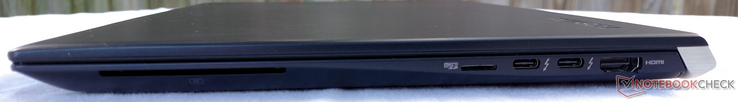 Rechts: SmartCard-Leser, Micro-SD-Leser, 2x USB Typ-C (Thunderbolt 3), HDMI