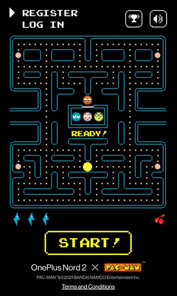 Bei diesem Pac-Man-Game kann man ein OnePlus Nord 2 X Pac-Man gewinnen.