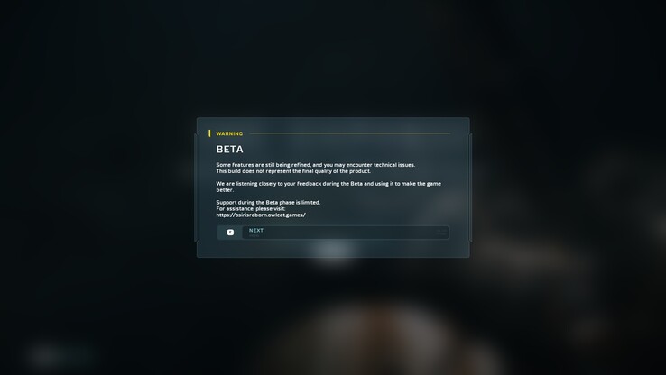Der Warnhinweis der Beta bestätigt, dass es sich um eine unfertige Version handelt, die nicht die endgültige Qualität des Spiels widerspiegelt