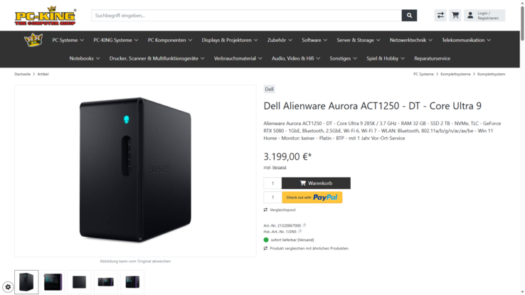 Alienware Aurora ACT1250 für 3.199 Euro.