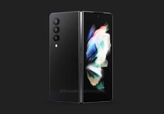 Das Samsung Galaxy Z Fold4 5G setzt auf ein etwas breiteres Zweitdisplay als sein Vorgänger. (Bild: @OnLeaks / SmartPrix)