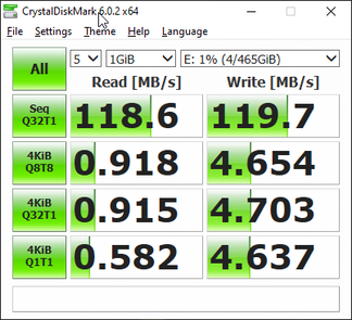 CrystalDiskMark 6 - 500 GB 5400 RPM SSHD