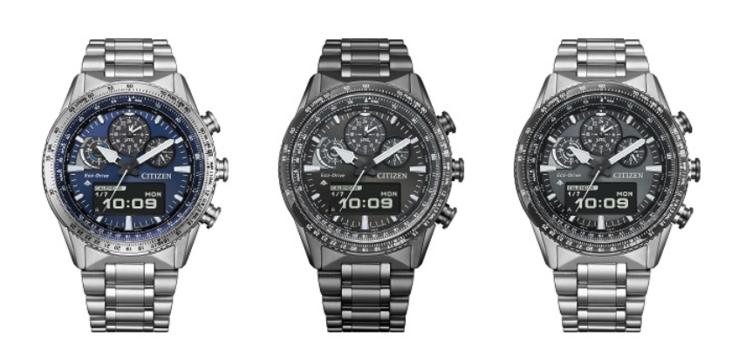 Von links nach rechts: Citizen Promaster Sky JV2000-51L, JV2005-58E und JV2006-55H. (Bildquelle: Citizen)