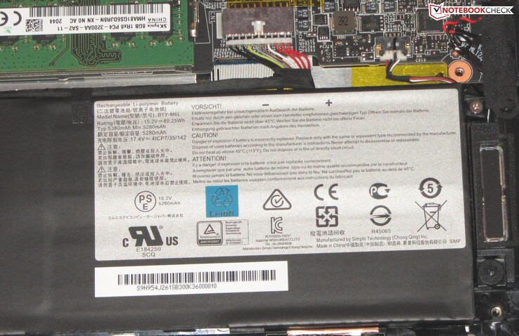 Der Akku bietet eine Kapazität von 80,25 Wh.