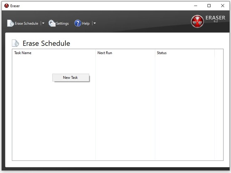 Starten Sie Eraser aus dem Startmenü oder dem Infobereich. Dann öffnen Sie das Kontextmenü im 