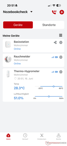 Übersicht der X-Sense App
