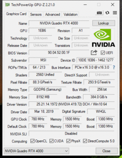 GPU-Z Quadro RTX 4000
