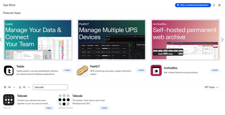 Tailscale im App Store von ZimaOS suchen. Die Version von BigBearCasaOS könnte moderner sein
