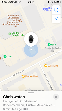 Korrekt getrackt, falsches Google Maps Listing - Uhr ist in einer Boulder-Halle