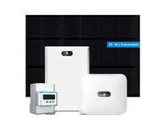 Huawei-Solaranlage samt Speicher, bifazialen Glas-Glas-Modulen und Hybrid-Wechselrichter (Bild: Huawei, Münchener Energieprodukte)