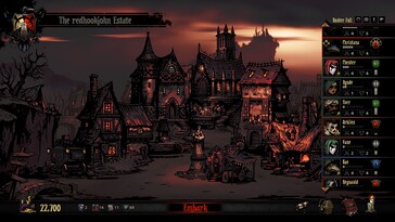 Im Bild: Eine Stadt in Darkest Dungeon. 