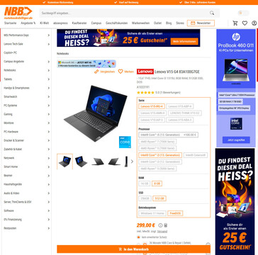 Lenovo V15 G4 IRU 83A100G7GE für 299 Euro.