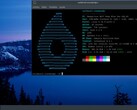 OmegaLinux 2026.02.21 Desktop mit Terminal-Fenster, das die neue Arch‑Linux-Basisversion zeigt